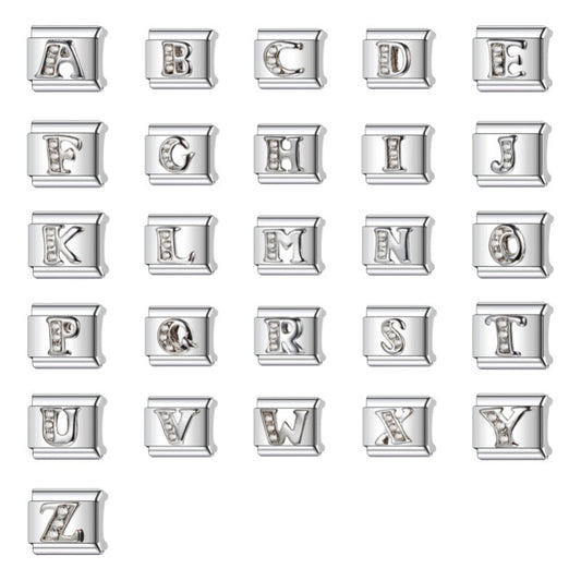 Italian Letter charm set silver 26 pcs
