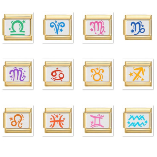Italian charms zodiac gold set 12pcs