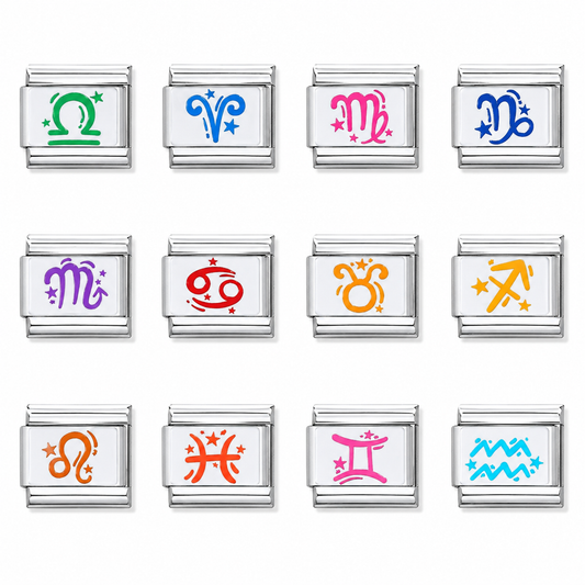Italian charms zodiac silver set 12pcs