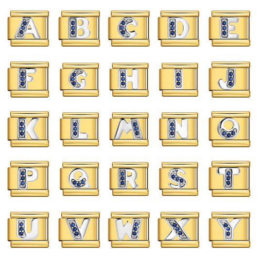 Italian Letter charm set gold 26 pcs