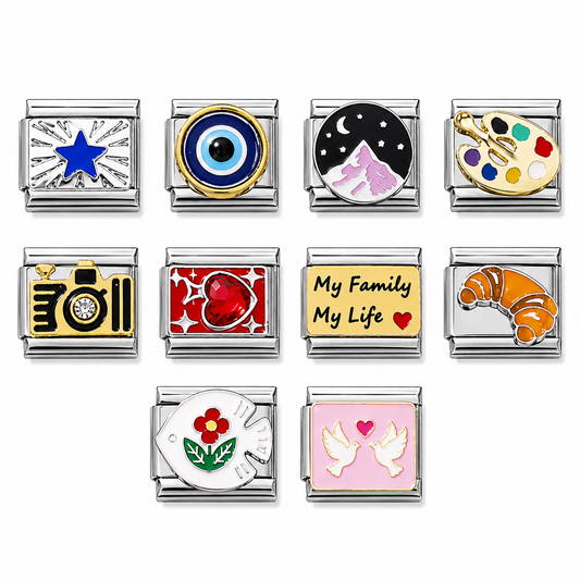 Italian charms mix silver 25pcs